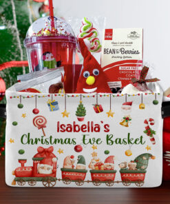Personalised Christmas Eve Basket For Children, Christmas Basket Gift For Boys Girls, Custom Child's Xmas Surprise Keepsake Present QFHH4141006