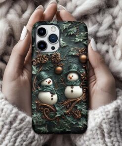 Vintage Stained Glass Snowman Phone Case LCHM4211005