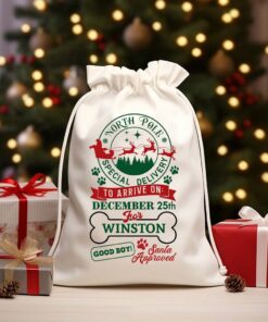 Personalized Dog Santa Sack Personalised pet Stocking Christmas Bag Xmas Treat Gift Bag QFLT4241003