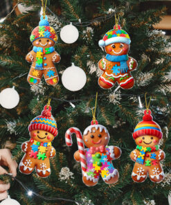 Set 5 Of Gingerbread Autism Kids Acrylic Ornament QFLT4291001