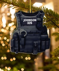 Custom Name And Badge Number Police Acrylic Ornament, Christmas Police Ornament QFHH4251001