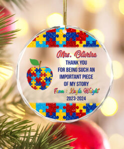 Personalized Thank You For Being Part Of My Story Autism Teacher Glass Ornament QFTO4241002