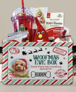 Personalized Xmas Dog Treat Box, Christmas Eve Basket For Pet, Santa Paws Christmas Box, Dog Lover Gift, Christmas Basket Gift For Pets QFHA4081002