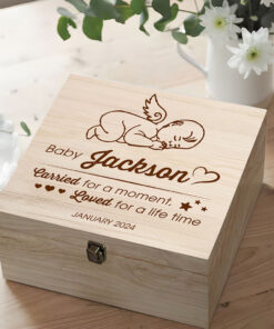 Personalized Baby Memory Keepsake Box, Infant Death Memorial Box, Baby Loss Wooden Keepsake Box, Angel Baby Bereavement Gift, In Memory of a Child HX_TN170401