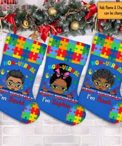 Autism Awareness Christmas Stocking Non Verbal See the Able Not the Label QFPY4031002