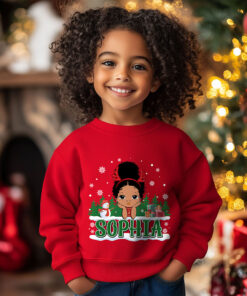 Personalized Christmas Black Kid Hoodie, Merry Xmas Kid T-shirt, Black Kid Shirt, American African Kids Hoodie QFTO4081001