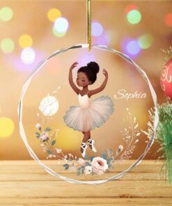 African American Ballerina Girls  Glass Ornament QFPY4301003