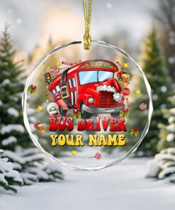 Personalized School Bus Driver Glass Ornament MQUU4261007