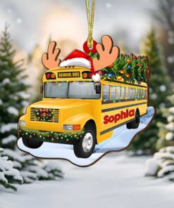 Personalized School Bus Christmas Acrylic Ornament QFUU4281003
