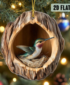 Hummingbird 2D Flat Acrylic Ornament, Hummingbird Christmas Ornament, Gift for Hummingbird Lover QFTO4301006