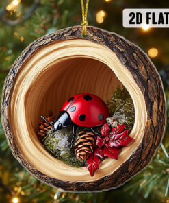 Ladybug 2D Flat Acrylic Ornament, Ladybug Christmas Ornament, Ladybug Ornament, Gift for Ladybug Lover QFTO4301007
