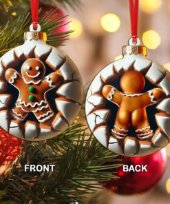 Faux Effect Double Sided Printing with Unique Front and Back, 2D Flat Christmas Tree Acrylic Ornament, Double Sided Gingerbread Man Decor QFTO4161001