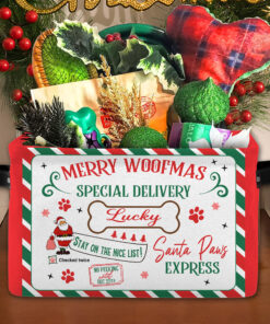 Personalized Xmas Dog Treat Box, Christmas Eve Basket For Pet, Santa Paws Christmas Box, Dog Lover Gift, Christmas Basket Gift For Pets QFUU4041001