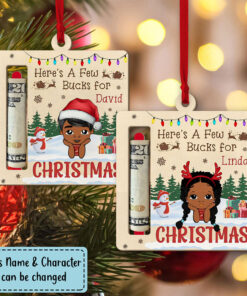Personalized Cute Money Holder Christmas Wood Ornament For Kids, Here?s A Few Bucks For Christmas QFTO4280901