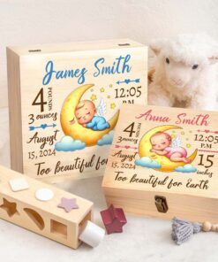 Personalized Baby Memorial Keepsake Box, Infant Loss Memorial, Baby Loss Wooden Keepsake Box, Angel Baby Grieving Gift, In Memory of Child QFHM4150801