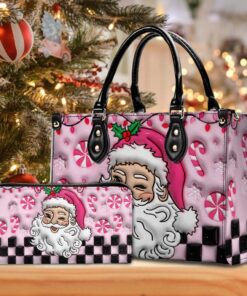 2D Flat Santa Claus Christmas Inflated PU Leather Handbag QFLT4171002