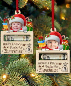 Personalized Photo Cute Money Holder Christmas Wood Ornament For Kids, Here?s A Few Bucks For Christmas QFTO4300901