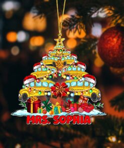 Personalized Christmas School Bus Acrylic Ornament, Christmas Tree School Bus Ornament QFHM4281001