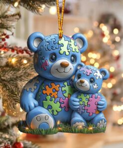 Mama Bear Autism Awareness Ornament, Autism Mom Ornament, Autism Christmas Gift QFTD4021002