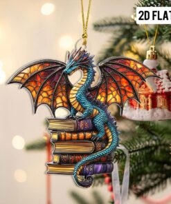 2D Flat Book Dragon Acrylic Ornament, Bookish Home Decor, Dragon Lover QFPY4311002