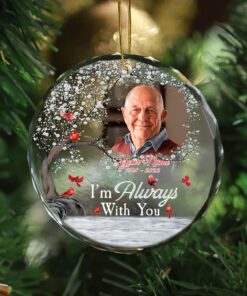 Personalized Memorial Glass Ornament, Custom Photo Christmas Ornament, Loss of Father Gifts, Sympathy Gifts, Remembrance Gift, Keepsake Gift QFTD4211014