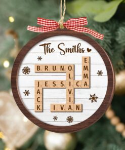 Personalized Scrabble Christmas Ornaments, Family Name Crossword Puzzle, Custom Family Christmas Ornament 2024, Christmas Gift, Xmas Decor QFTD4211011