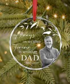 Personalized Memorial Glass Ornament, Custom Photo Christmas Ornament, Loss of Father Gifts, Sympathy Gifts, Remembrance Gift, Keepsake Gift QFTD4221003