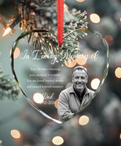 Personalized Memorial Glass Ornament, Custom Photo Christmas Ornament, Loss of Father Gifts, Sympathy Gifts, Remembrance Gift, Keepsake Gift QFTD4221001