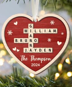 Personalized Scrabble Christmas Ornaments, Family Name Crossword Puzzle, Custom Family Christmas Ornament 2024, Christmas Gift, Xmas Decor QFTD4211012