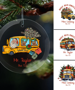 Personalized School Bus Glass Ornament MQHM4221004