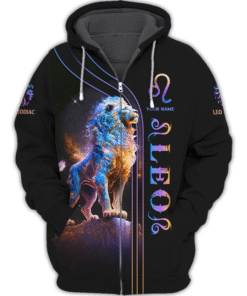 Leo Zodiac Personalized Name 3D Zipper Hoodie Custom Gift For Leo Lovers MQND4011112