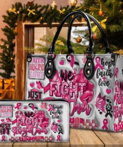3D Inflated Breast Cancer Awareness Leather Handbag+Wallet MQHH4121004