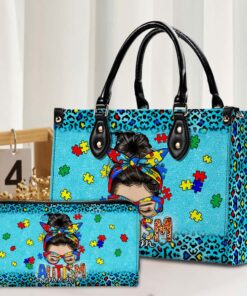 Personalized autism Leather Handbag for Mom LCHM4031003