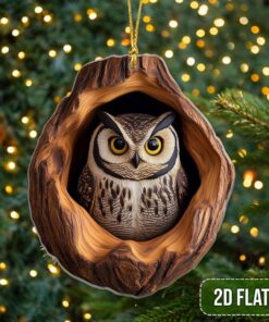 Owl 2D Flat Acrylic Ornament, Owl Christmas Ornament, Bird Ornament, Holiday Gift for Owl Lover, Animal Lover QFTD4291002
