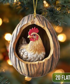 Chicken 2D Flat Acrylic Ornament, Custom Farmhouse Christmas Tree Ornament, Farm Christmas Home Decor, Xmas Gift for Farmer QFTD4291007