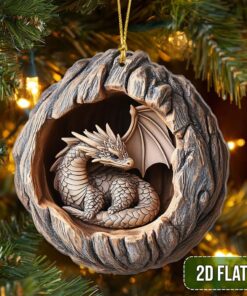 Dragon 2D Flat Acrylic Ornament, Christmas Tree Ornament, Dragon Christmas Home Decor, Xmas Gift for Dragon Lover QFTD4291011