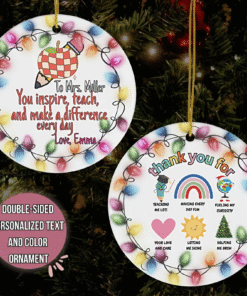 Personalized Double-Sided Teacher Ceramic Ornament MQUU4291004
