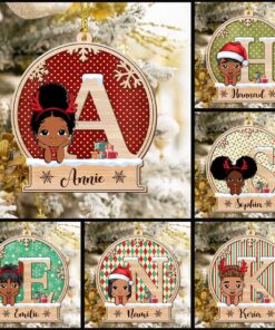 Personalized Black Kids 2 Layers Wooden Ornament, Christmas Gift For Kids QFUU4141103