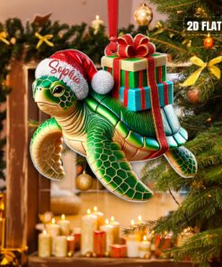2D FLAT Turtle Christmas Acrylic Ornament QFHH4201102