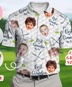 Custom Face Kids Photo Polo Shirt, Custom Best Dad By Par Polo Shirt For Dad, Father's Day Gift For Dad, Father, Shirt Gift For Golf Lover QFTD4170501