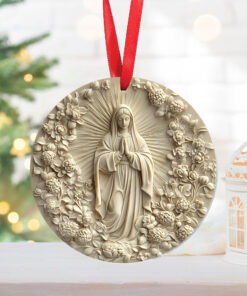 Virgin Mary Floral Acrylic Ornaments, 2D Flat Catholic Christmas Ornament, Our Lady of Guadalupe Blessed Virgin Mary Gift QFHH4161003
