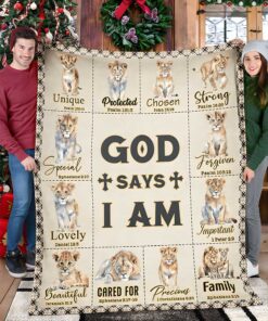 Lion God Says I Am Sherpa Fleece Blanket QFUU4071105