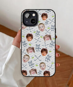Custom Face Kids Photo Best Dad By Par Silicone Phone Case, Christmas Phone Case For Dad, Grandpa, Father's Day Gift, Golf Lover Phone Case QFOL180501