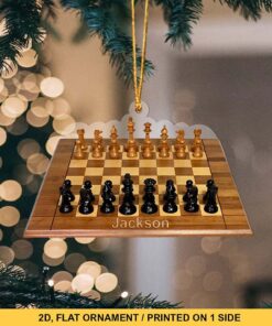 Personalized Chess Board Christmas Ornament, 2D Flat Ornament, Custom Chess Ornament, Chess Lover Gift QFND4041103