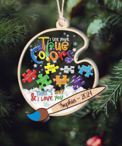 Personalized Christmas Autism Artist 3 Layered Shaker Ornament, Artist Ornament THHH4051102