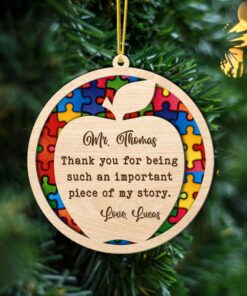 Personalized Christmas Autism Teacher Ornament, Christmas Autism Gift For Teacher THHH4061104