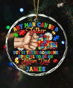 Autism Dad Glass Ornament, Autism Gift THND4011106