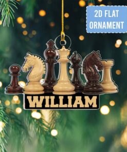 Personalized Name Chess Ornament, Acrylic 2D Ornament, Christmas Gift For Chess Team, Chess Christmas Ornament, Chess Ornament Gift For Him QFND4041102
