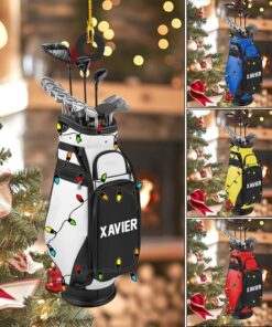 Custom Name Golf Backpacks Christmas Personalized Ornament, Christmas Tree Hanging Decor,Flat 2D Ornament Acrylic QFLT4110403