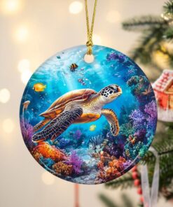 Sea Turtle Ceramic Ornament. Christmas Gift, Christmas Tree Decoration MQPY4051104
